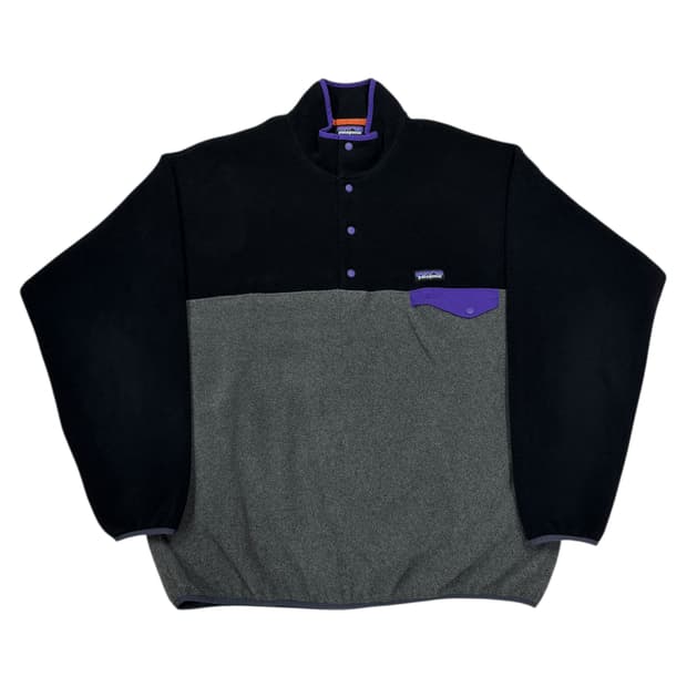 파타고니아 신칠라 스냅티 플리스 풀오버 블랙 그레이 퍼플 XL