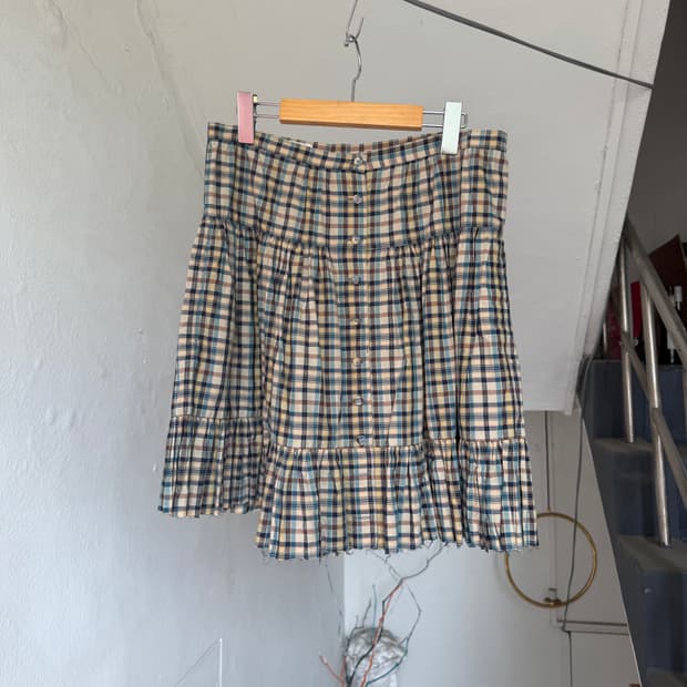 빈티지 체크 플레어 치마바지