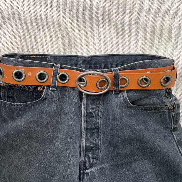 빈티지  웨스턴 아일렛 디테일 레더 벨트