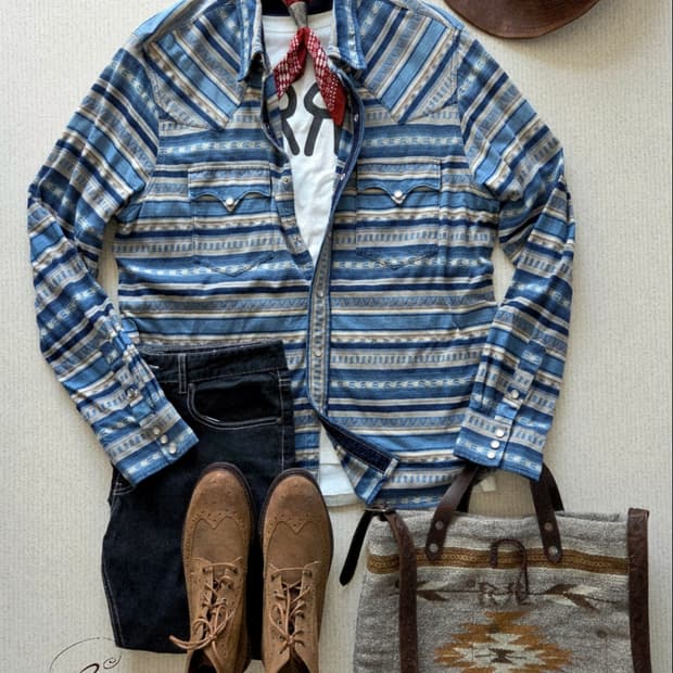 더블알엘 자카드 버팔로 웨스턴 셔츠