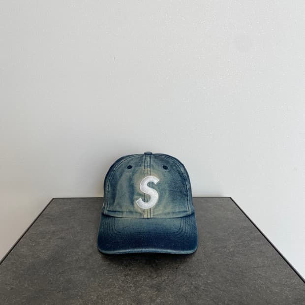 (OS) 슈프림 S로고 볼캡 모자 더티 데님
