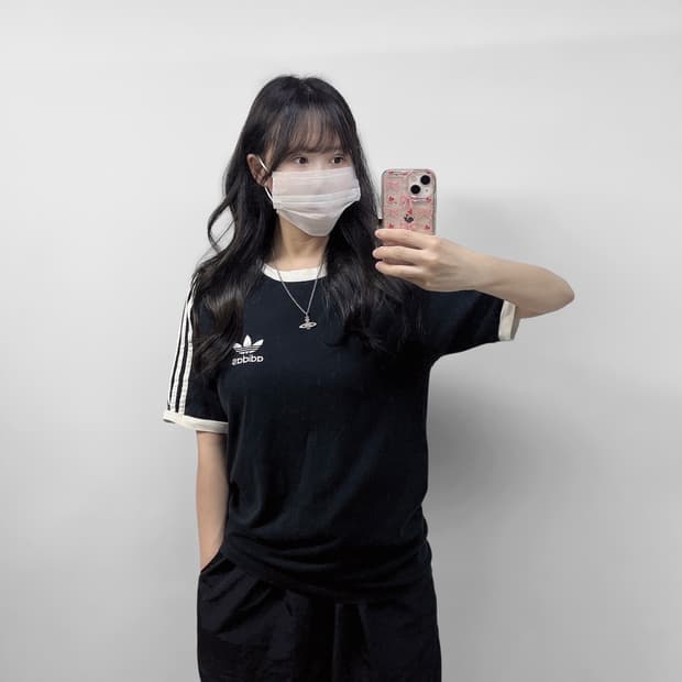 아디다스 3s 불꽃 로고 반팔 티셔츠 블랙
