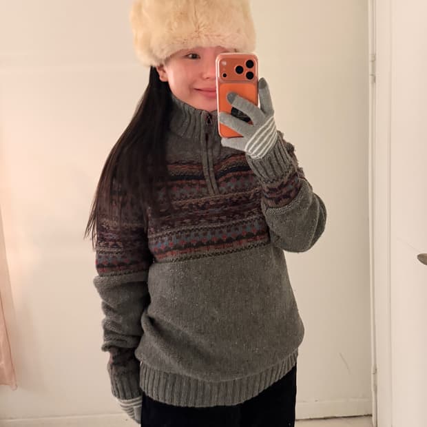 빈티지 페어아일 하프집업 스웨터 