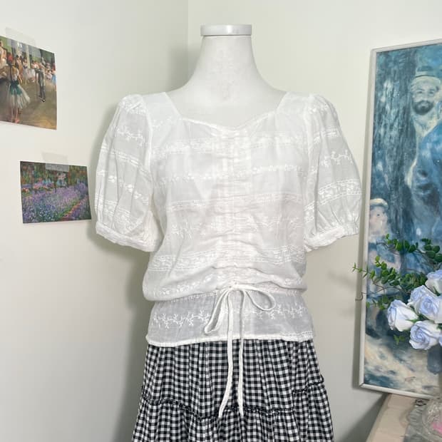 INGNI white lace cotton shirring princes