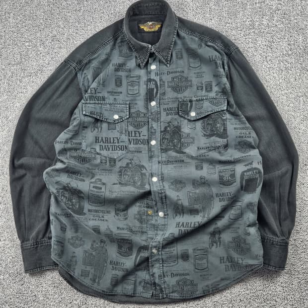 MADE IN ITALY 할리데이비슨 패턴 셔츠 ( L ) / 10473