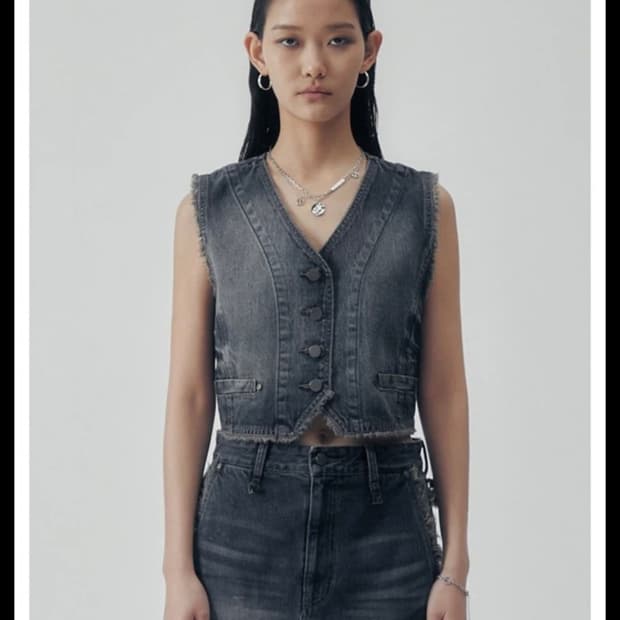 트리밍버드 Vintage Frayed Denim Set-up Vest