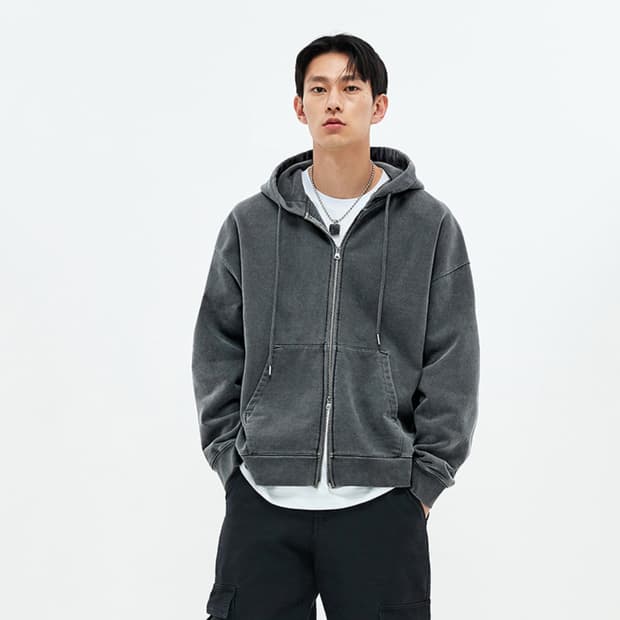 소버먼트 피그먼트 컷 후드 집업