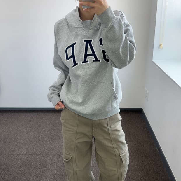 Gap 갭 네이비 로고 그레이 후드티 