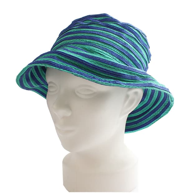 알마니 AX 민트&블루 줄무늬 패브릭 버킷 모자 57