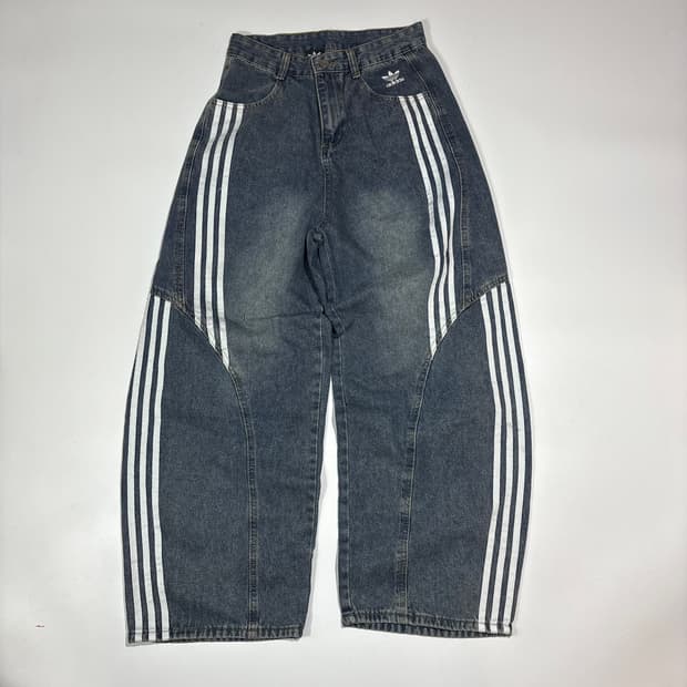 아디다스 파이어버드  삼선 와이드 데님팬츠