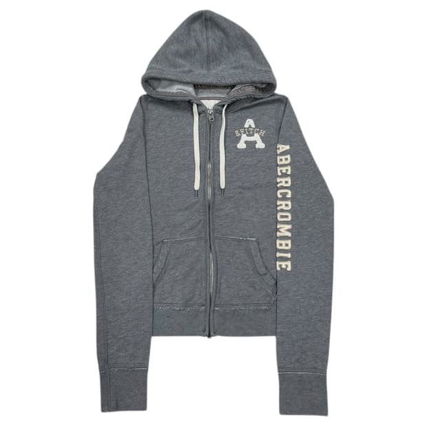 아베크롬비 빈티지 딱붙핏 스펠로고 Y2K 후드집업 자켓 그레이 XS