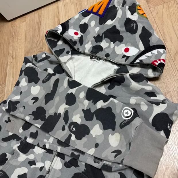 베이프 샤크후드 회색 그레이 2xl