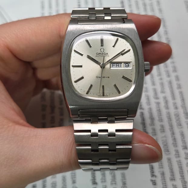 레어] 빈티지 오메가 제네브 테레비 점보 순정 실버판 브레이슬릿 ver.