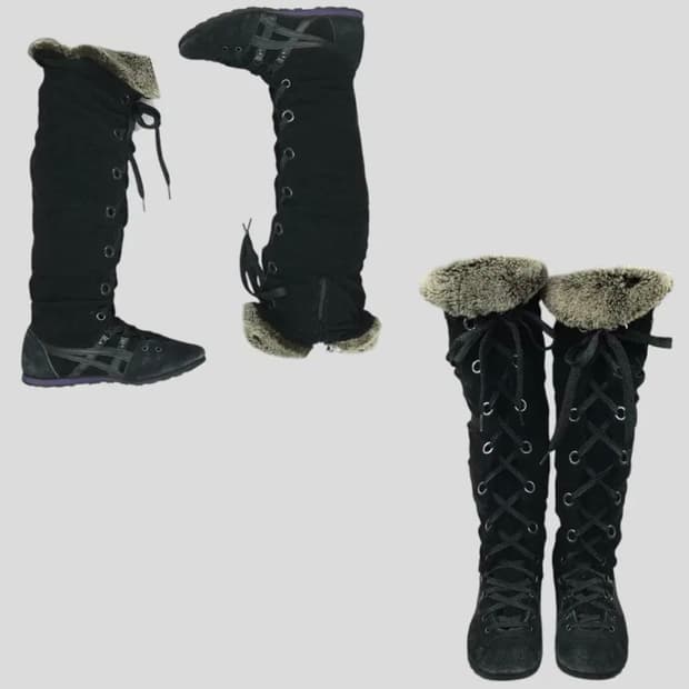 오니츠카타이거 black corduroy fur longboots 250