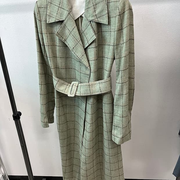 여) 분더샵 체크 린넨 트렌치코트