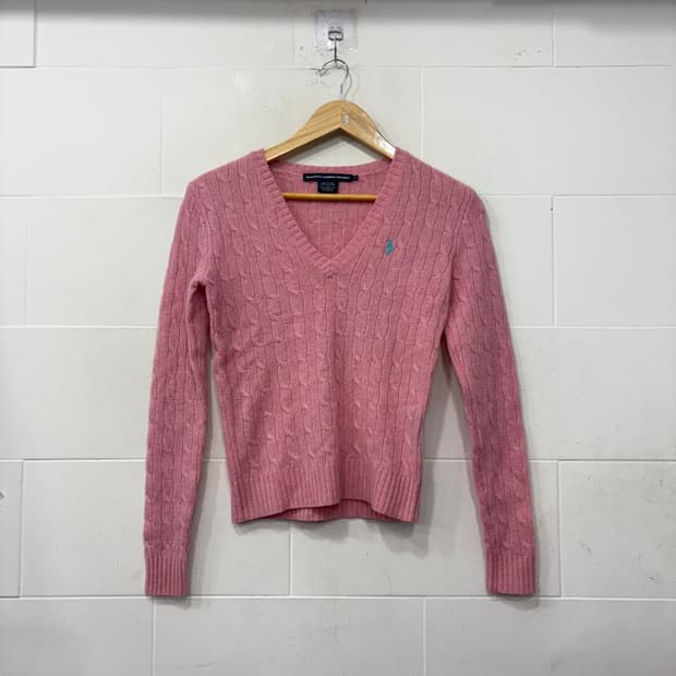 폴로랄프로렌 브이넥 꽈배기니트