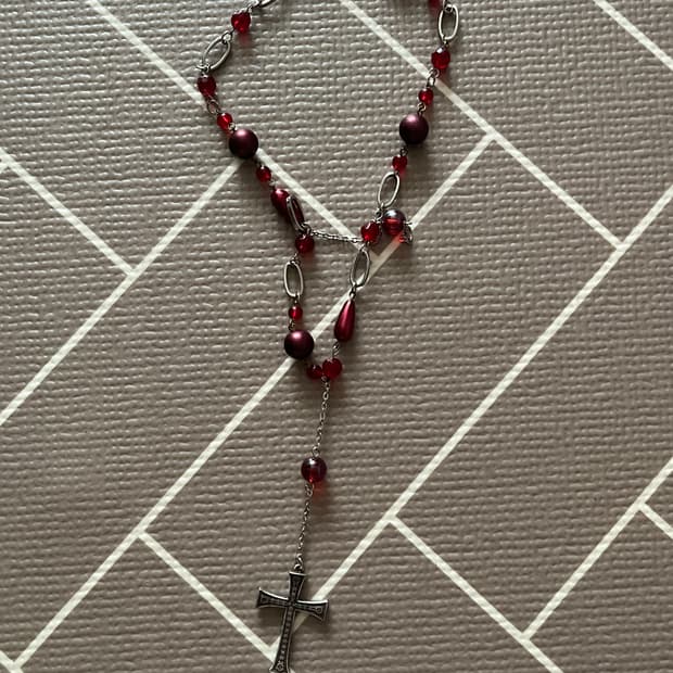 레드 오리엔탈 빈티지 레이어드 목걸이