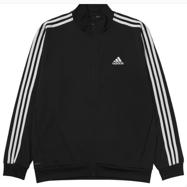 아디다스 3S 레귤러 핏 더블 니트 트랙 탑 블랙 화이트 