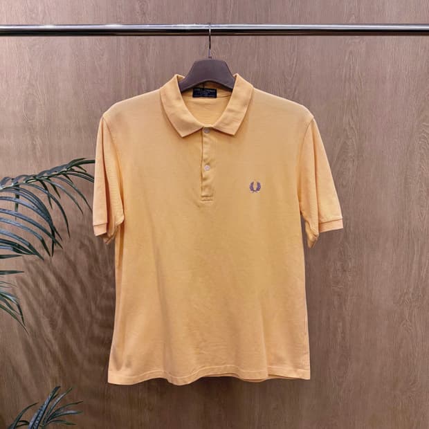 프레드 페리 반팔 카라티 클래식 로고 자수 디테일 오렌지