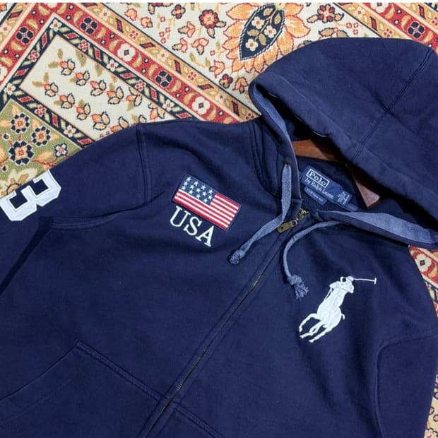 폴로 빅포니 성조기 후드집업 