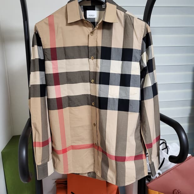 22SS 버버리 체크 코튼 포플린 셔츠 m