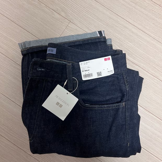 유니클로 jwa 셀비지 긴기장 스트레이트 33