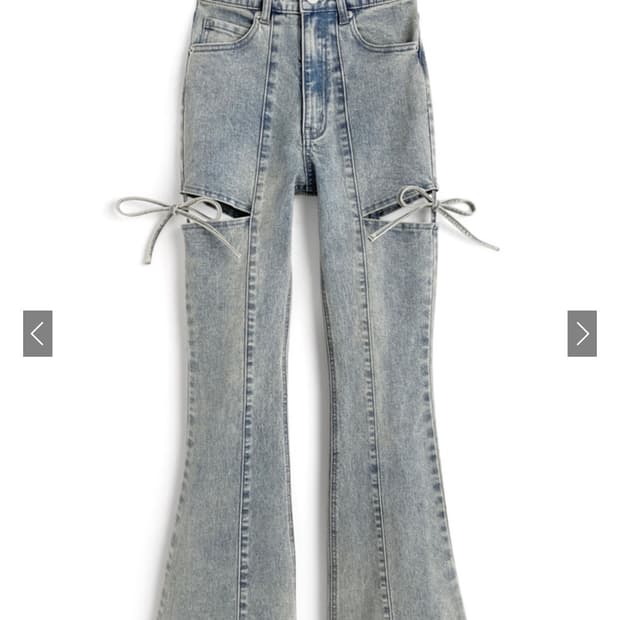 GRL 트임 리본 부츠컷 데님 S 사이즈 팔아요(새 제품)