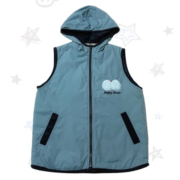 코코모리 모리걸 핀터깔 수달 보노보노 후드 패딩 안 체크 조끼 