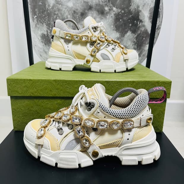 정품 37) 구찌 플래시 트랙 크리스탈 테니스 스니커즈 235~240