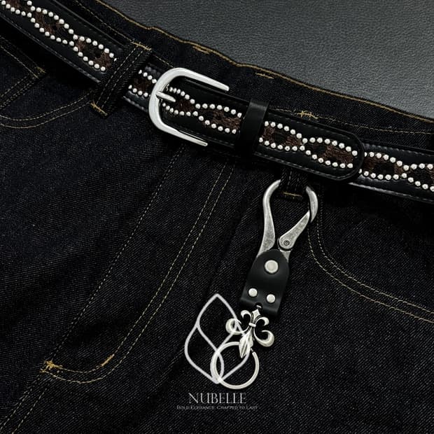 🌗 Leopard stud belt / 호피 스터드 웨스턴 벨트