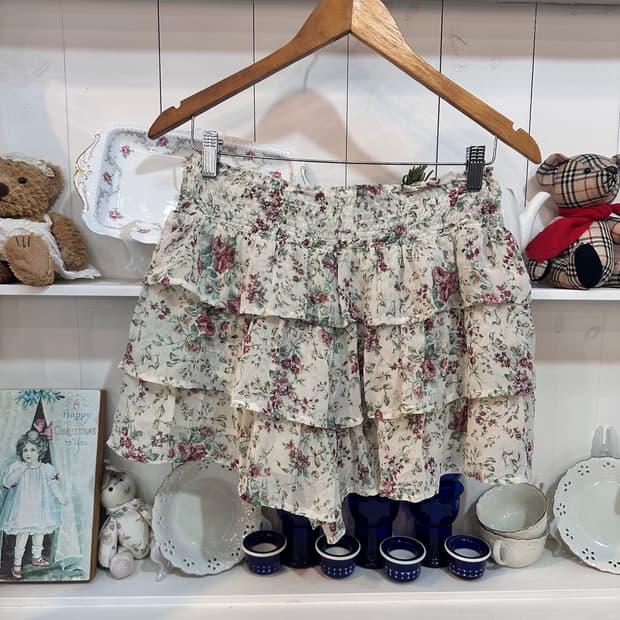 로즈 플라워 캉캉 쉬폰 큐롯 스커트