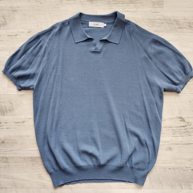 SUARE 수아레 반팔 카라 니트 티셔츠 팜. L(100~103) 사이즈