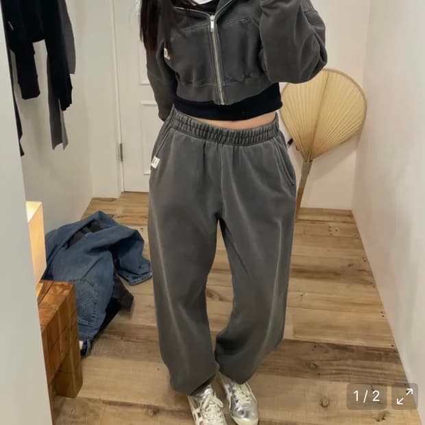 글로니 G클래식 워시드 스웨트팬츠 차콜 스웻홈웨어트레이닝복바지셋업조거챠맨