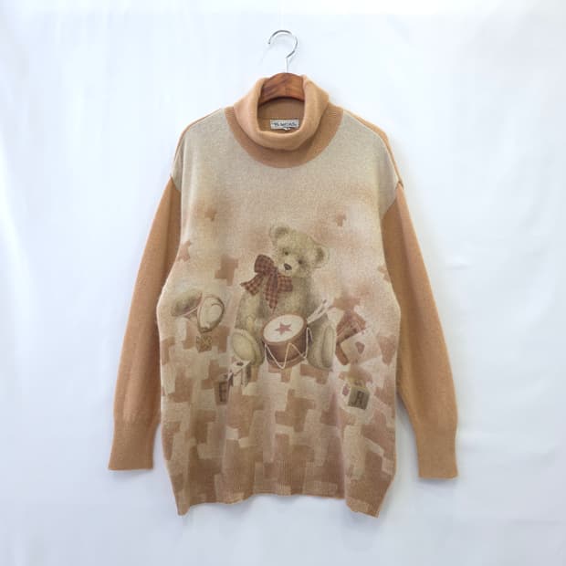 EL MIDAS 울 빈티지 곰돌이 터틀넥 오버핏 니트