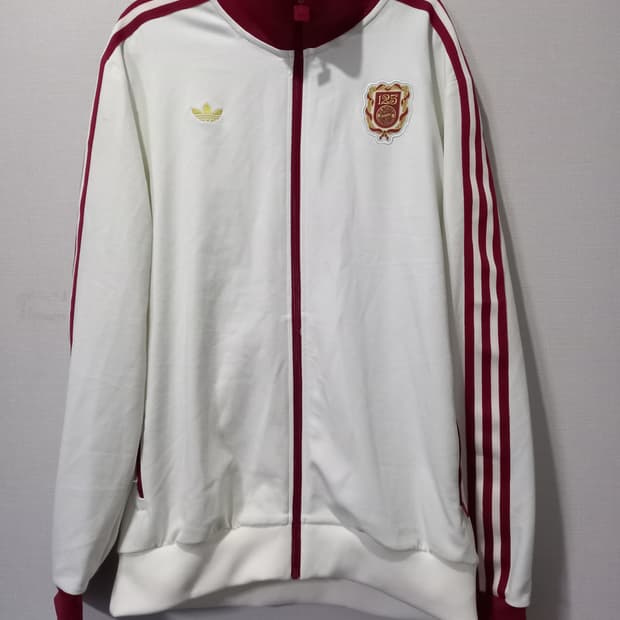 아디다스 FC 바이에른 뮌헨 125주년 화이트 버건디 트랙탑 져지 110