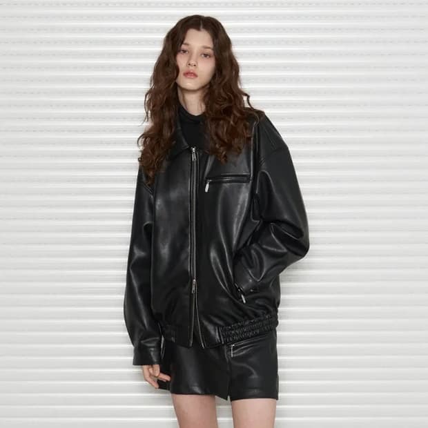 레더 오버핏 블루종 자켓 (블랙)