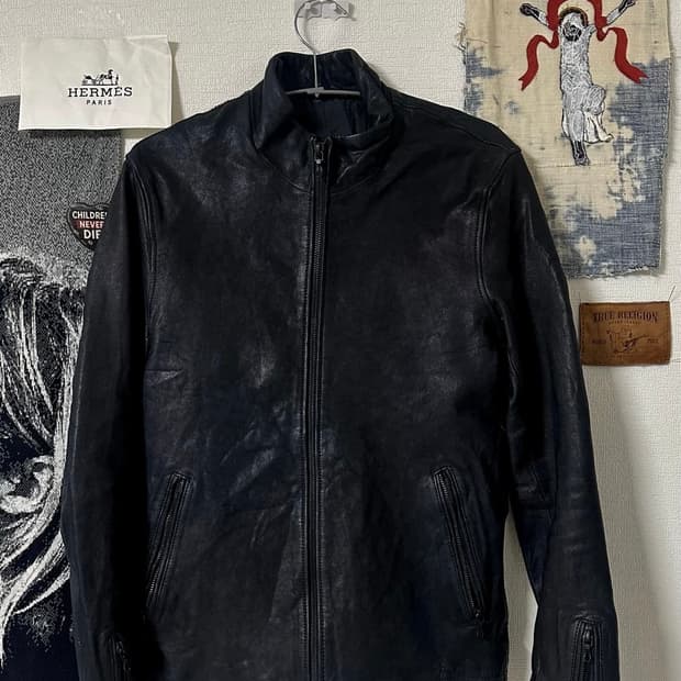 artisanal goatskin leather jacket