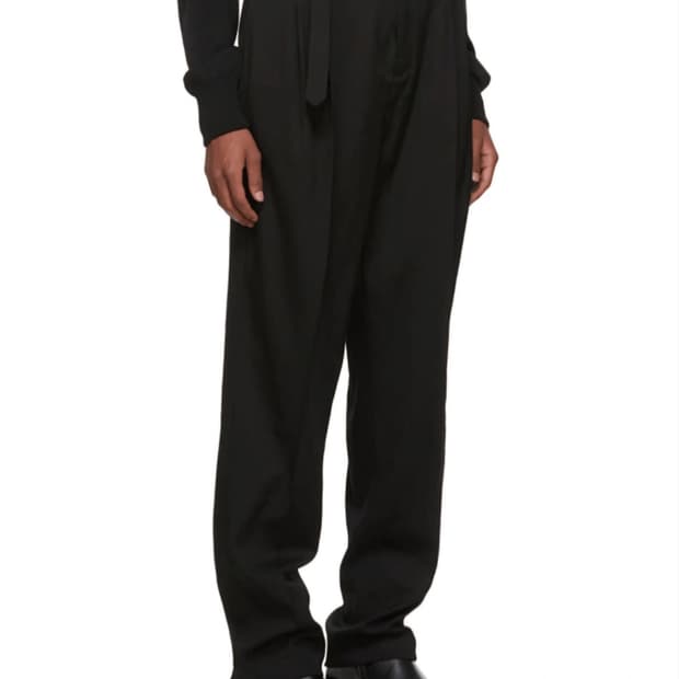 [M] 19FW 르메르 벨티드 울 슬랙스 브라운