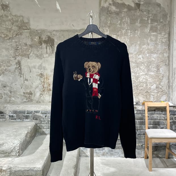 폴로 랄프로렌 블랙 코코아 베어 크루넥 스웨터