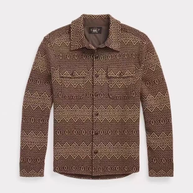 rrl 자카드 니트 울 워크셔츠 스웨터 m