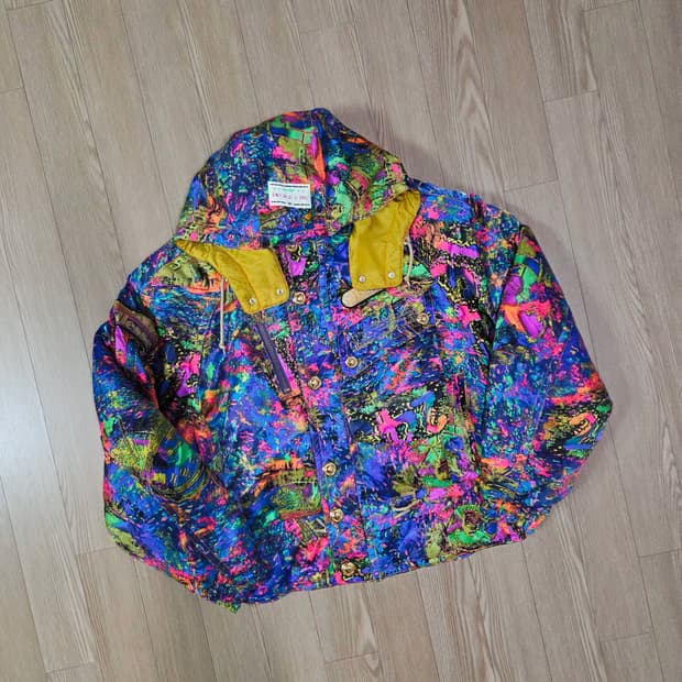 엘레쎄 재팬 블루 마블링 컬러 패딩 점퍼