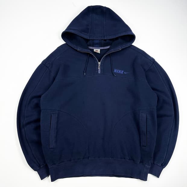 나이키 재팬 올드스쿨 박시핏 하프집 후드티 네이비 L