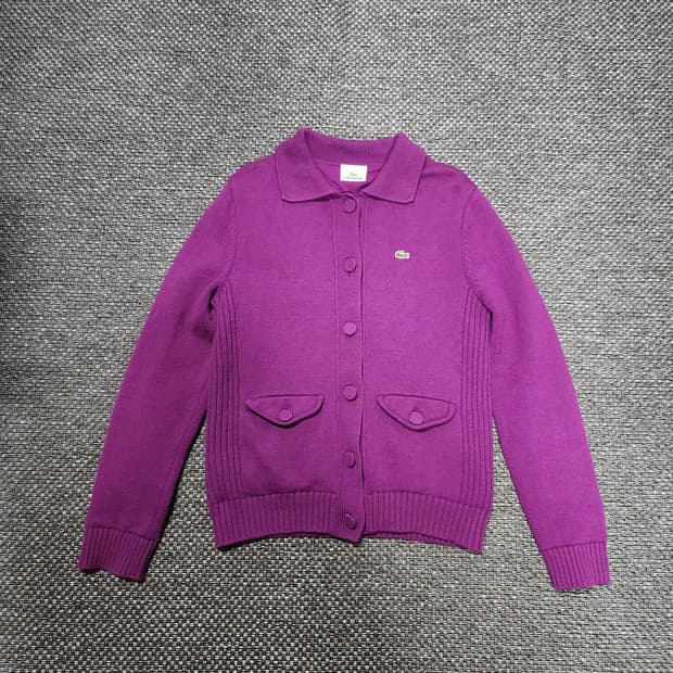 여성 라코스테 퍼플 포켓 가디건   38사이즈 