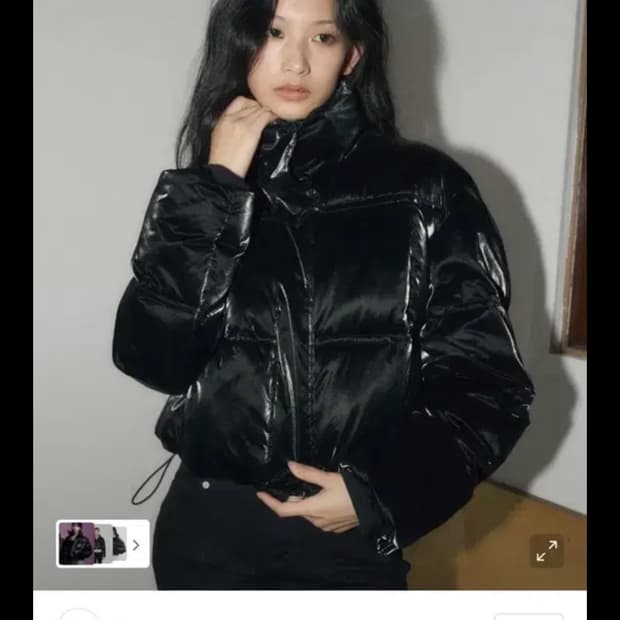 헬레네 파리스 벨벳티 크롭 웰론 푸퍼 패딩 블랙