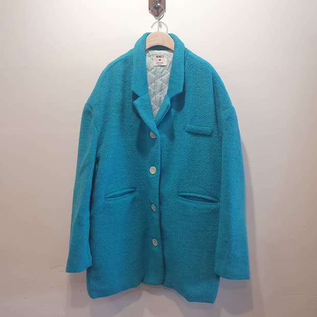 오버핏 블루 양모 코트