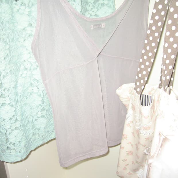 아우로 레이어드 탑 라벤더 mesh layered top