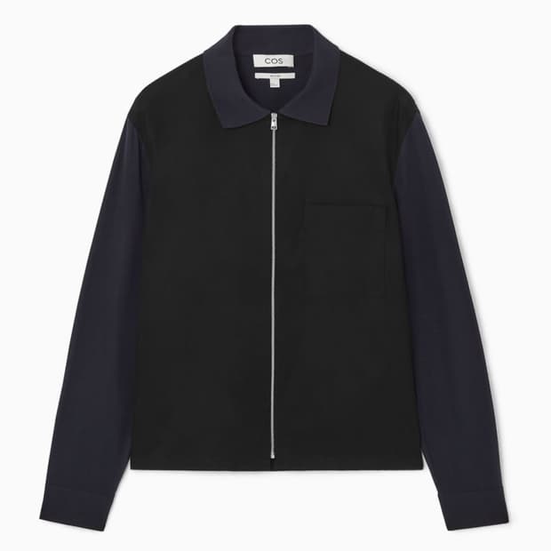 [S] 코스 패널 집업 오버셔츠 블랙 네이비