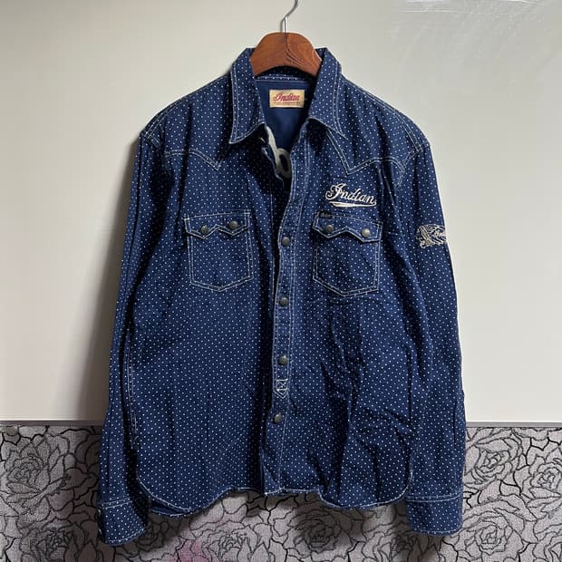 인디언 모터사이클 웨스턴 자수셔츠