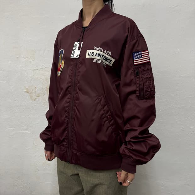 아비렉스(AVIREX) 버건디 양면 패치 썬더버드 MA-1 플라이트 자켓