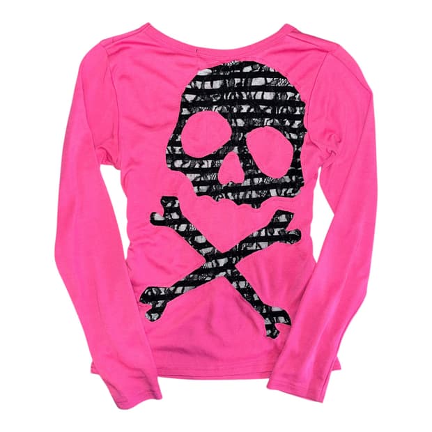 해골레이스 글리터프린팅 긴팔티 펑크갸루y2k키치